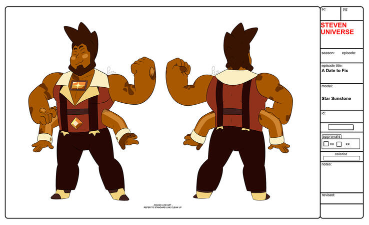 Commision on front and back view of user @myhuuse123's gemsona fusion, from 2018